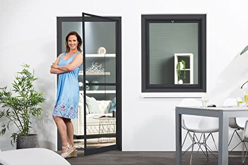 empasa Insektenschutz Fliegengitter Tür Alurahmen Master Slim Plus Selbstbausatz, weiß, braun oder anthrazit, in verschiedenen Größen