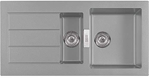 Franke Kitchen Sink Made of Tectonite with Single and a Half Bowl Sirius 651-onyx 114.0476.405, Grey, 60 cm
