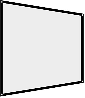 Eboxer 60/72 / 84/100'' Projection Screen 16:9, Portable Folding Projection Screen with Black Porde and Hanging Holes for Home Theater and Simple Outdoor Cinema(A)