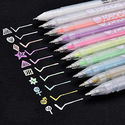 DealKits Neon Gelstift 10-teiliges Set, Kreidestifte Textilmarker 0.8mm Feiner Spitze leuchtende Farben für Schwarzes Papier Kartenherstellung Diy Fotoalbum Gästebuch Hochzeit [0.8mm]
