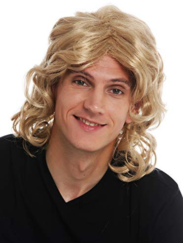 WIG ME UP - F26722-ZA82A Perücke Karneval Herren lang gewellt blond Mittelscheitel Gigolo Schönling Schlager-Sänger