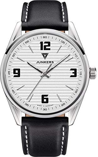 Junkers Professor Analog Quarz Uhr Lederarmband Saphirglas Ziffern Silber 9.32.01.03
