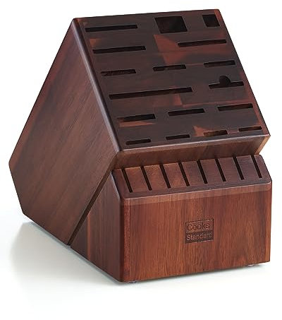 Cooks Standard Acacia Wood Knife Block Holder Without Knives, 25 Slot X-Large Universal Countertop Butcher Block Kitchen Knife Stand for Easy Kitchen Storage