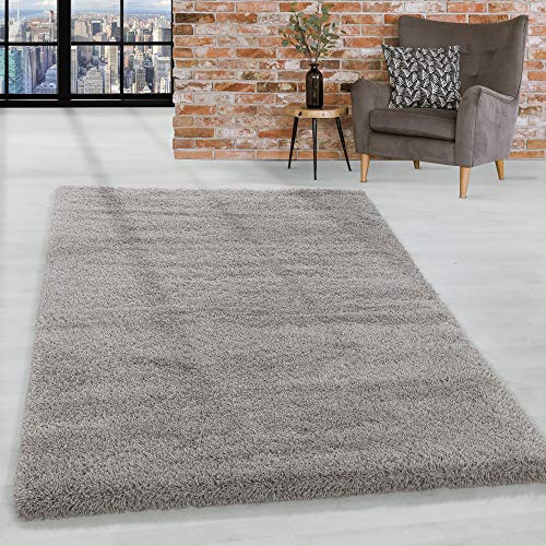 HomebyHome Shaggy Hochflor Teppich Beige 80x250 cm Extra Weich & Waschbar Jute Rückseite für Fußbodenheizung, Einfarbig & Flauschig für Wohnzimmer & Schlafzimmer