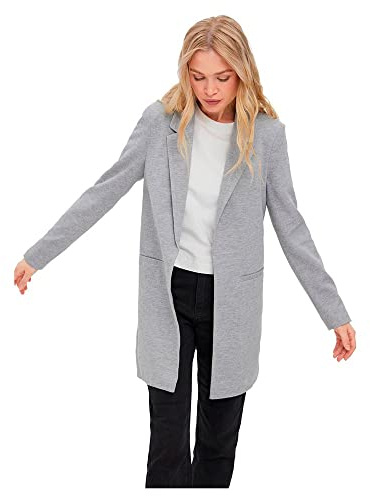 Vero Moda VMVERINA LS Long Blazer, Gris Claro, 40 para Mujer