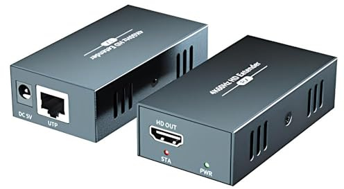 PWAYTEK Extensor HDMI 4K, Ultra HD 4K a 60Hz a través de Cat5e/Cat6/Cat7 Hasta 50 m, audio y video extendidos, soporta Loop Out, HDR, HDCP 2.2/1.4 YUV 444