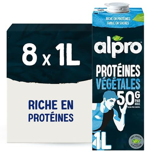 Alpro - Boisson végétale - Soja protéine nature - 1L- Lot de 8x1L
