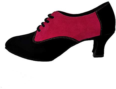 JUODVMP Latino Americano Scarpe da Ballo Donna Chiuse con Lacci Salsa Tango Jazz Scarpe da Ballo Allenamento Tacco 5cm, 42 EU