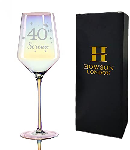 howson london Personalised Wine Glasses Engraved for Her Him 40th 50th 30th Gifts for Women Men Any Age Name Engraved Enoteca 400ml 13.5oz with Gift Box(Birthday)