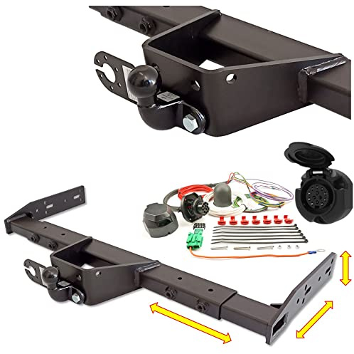 Universal Variable Anhängerkupplung - starr und abnehmbar AHK - für Wohnmobil, Reisemobil, Abschleppwagen, Kofferaufbau, LBW (mit Anschraubplatte (2-Loch), Elektrosatz 13 polig ohne Steuergerät)