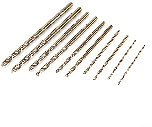 HpLive 10 Stück M35 HSS Cobalt Bohrer Set 1 mm 1,5 mm 2 mm 2,5 mm 3 mm Spiralbohrer zum Bohren auf Edelstahl, Harte Stähle, Metall