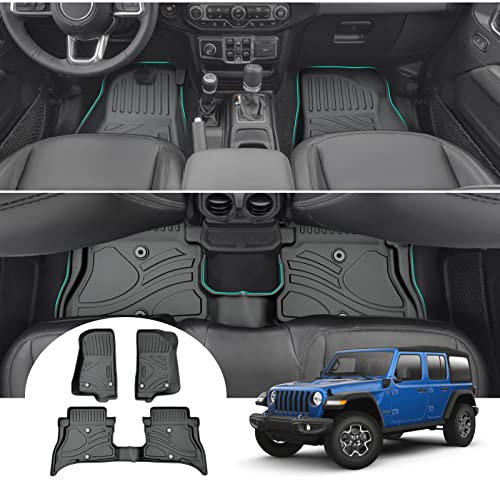 GAFAT J eep Wrangler JL 4XE Plug-in Hybrid 2021-2024 2025 Fussmatten, Wrangler 4xe Fußmatten, TPE Original 3D Scanner Extra Hoher Rand 6-10cm, Kompatibel mit Jeep Wrangler Zubehör [Nicht für Benzin]