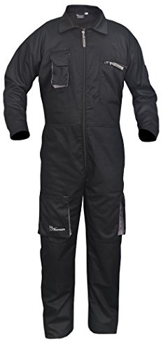 Work Wear Men's Overalls Boiler Suit Coveralls Garage Overalls Mechanics Boilersuit 4 Colours (L, BLACK)