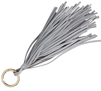 Amosfun Quasten Taschenanhänger Pu Leder Modischer Schlüsselanhänger Mit Ringhalter Grauer Damen Taschenanhänger Für Auto Und Handtasche