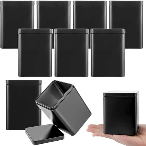 ZOFUN 10 Stück klassische Eckige Teedose, Teedosen für losen tee, 8×8×11CM-Tee Vorratsdose Tee aufbewahrung losen tee, Metall aromadichte Teedosen Set Tee Aufbewahrung Gewürzdosen(Grau