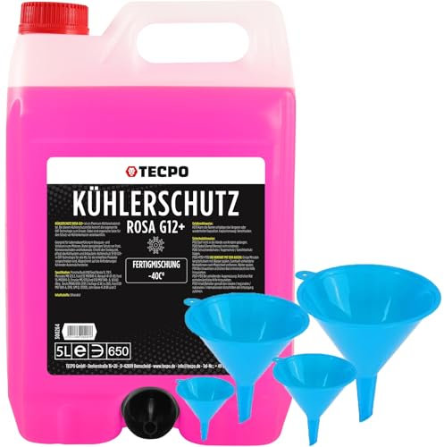 TECPO Kühlerfrostschutz rot G12+ Antifreeze -40°C Frostschutz rosa Kühlmittel (1x 5 Liter)