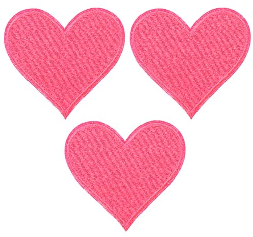 PATIKIL Stoffflicken zum Aufbügeln 6.6x7cm Bügelflicken 3 Packung Aufnäher Herz Form Bestickte Liebe Applikationen für Kleidung Jacken Hut Rucksack Reparieren Dekorationen Rosa | Love Appliques Verzierungen für Kleidung, Jacken, Hüte, Rucksäcke, Reparaturen und Dekorationen