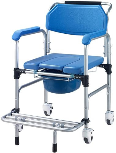 LIBRACTA Toilettenstuhl Mit Rollen, Höhenverstellbar WC Stuhl Toilettenstuhl Rollbar, Toiletten Duschstuhl Mit Rollen Für Senioren Und Behinderte, Mit Fußstütze, Bis 100 Kg