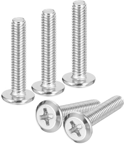 sourcing map M4 x 20 mm Flachrundkopf-Kreuzschlitzschrauben, 50 Stück, 304 Edelstahl, Kreuzschlitzschraube, Vollgewinde, helle Oberfläche, Möbelschrauben