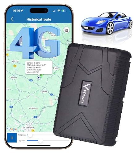 Winnes GPS Tracker 4G Auto Bereitschaft 90 Tage Mit Kostenlosen Apps Für Pkw Weltweite Ortung Verfolgung IP58 Wasserdicht Starker Magnet