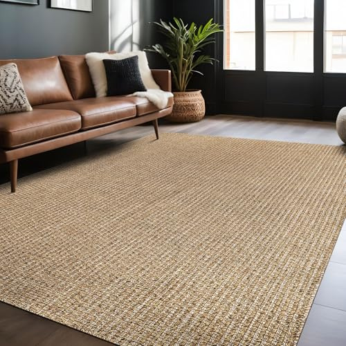 Luul Home Easy Jute Rugs 4x6 Natural Color Living Room Indoor Outdoor Area Rug for Farmhouse Patio and Kitchen Rug High Traffic Washable Easy to Clean Solid Boho Woven Design Outside Carpet (4 x 6)