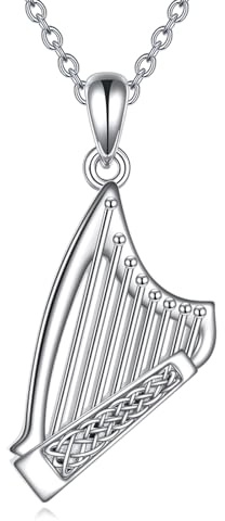 YFN Collier harpe en argent sterling avec pendentif instrument de musique pour homme et femme