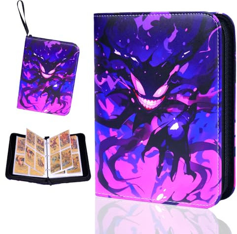 Sammelalbum für Karten,400 Karten Sammelkarten Album 4 taschen 50 seiten Sammelmappe karten Ordner Heft,Hochwertiges Wasserdicht PU Leder Card Collection Sammelheft,Geschenk für kinder