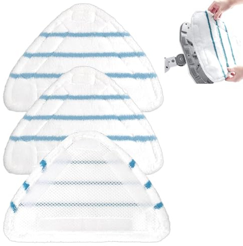 Scopa a Vapore Panni Ricambio Lavabile, Tampone di Ricambio per Scopa a Triangolo, Triangolare per Pulizia del Pavimento in Microfibra Pad Testa per Scopa A Vapore, 3 Pezzi