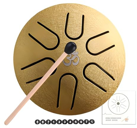 Tambour à langue en acier à 6 notes - Tambour à langue extérieur en acier - 7,6 cm - Kit de tambour à langue en acier simple d'apprentissage - Tambour à main pour , adultes et