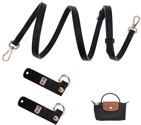 GADITIEK Schultergurt für mini Tasche Damen Original, Braun Lederriemen Schulterriemen für Taschen, Tragegurte,Trageriemen für Umhängetasche Le Pliage (Schwarz)