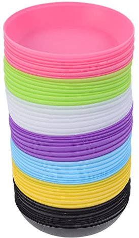 Parliky Bandeja De Plástico para Macetas Suculentas Jardín, 50 Piezas Redondas 11.5 Cm Diámetro Exterior, Colector De Agua Resistente y Ligero para Decoración y Riego Eficaz