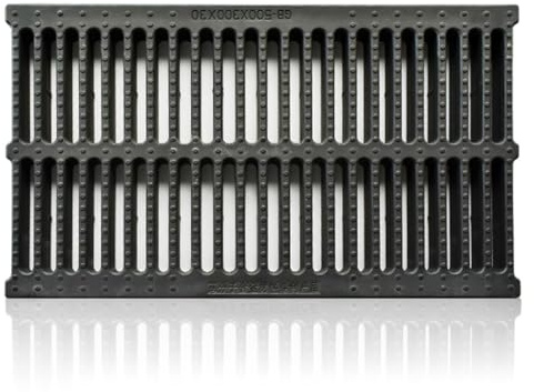 GUTIXI - Grille de vidange rectangulaire en résine composite - Couvercle de vidange d'extérieur - Noir - 50 x 20 x 2 cm