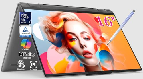 Lenovo Yoga 7i AI 2-in-1 16 WUXGA 16:10 Touchscreen Laptop, Intel Ultra 7 155U（Beats I7 1355U, Fingerprint Reader, Backlit KB, 2 x Thunderbolt, Win 11, W/Stylus Pen (U7-155U|16GB RAM|1TB SSD)