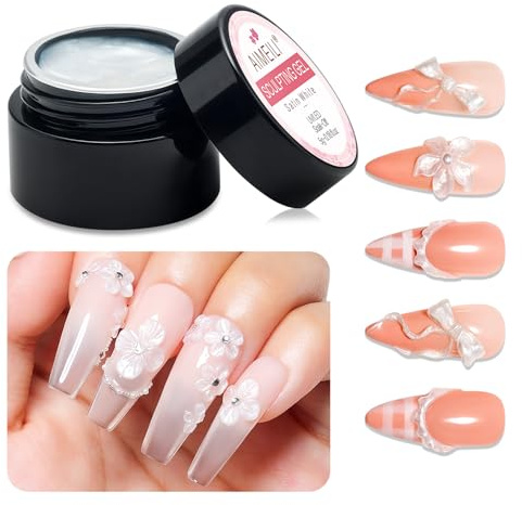 AIMEILI 3D Skulptur Nail Gel Non-Stick Solid Nail Gel Für 3D Gel Nail Art Weiß DIY Nageldesign Carving Gel