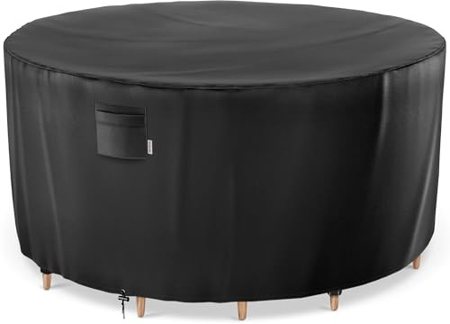 iBirdie Round Patio Furniture Cover 84 x 28 inch, 7 ft, Outdoor Waterproof and Weatherproof for Garden Table and Chairs, Heavy Duty 600D, fit 84, 82 Diameter