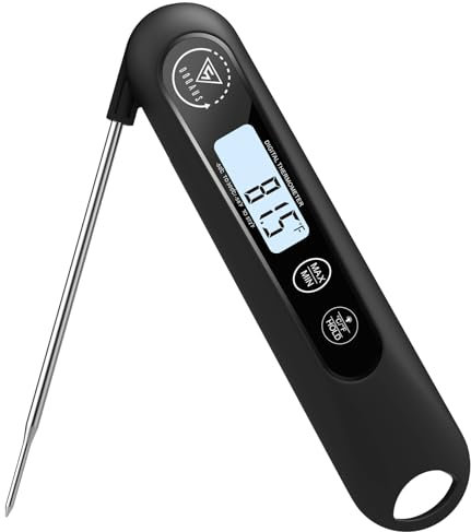 DOQAUS Termometro Cocina Digital de Lectura Instantánea de 3s, Termómetro Alimentos con Plegable Sonda Larga, Termometro Carne con Pantalla LCD para Carne, BBQ, Comida, Liquidos, Aceite, Agua