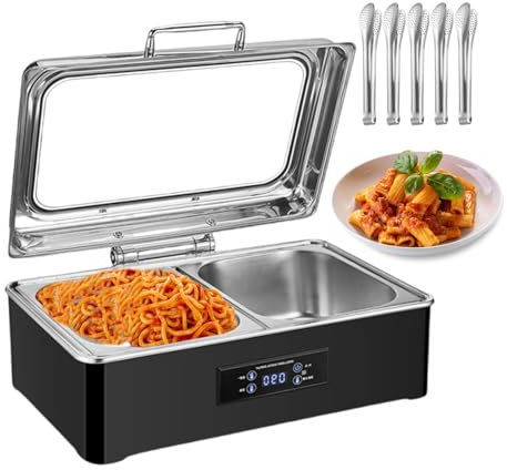 forplubossmmp Scaldavivande Elettrico in Acciaio Inox con Clip per Alimenti da 12 Pollici | Scaldavivande Commerciale per Cucina, Sala da Pranzo, con Pannello di Visualizzazione,2-Grid