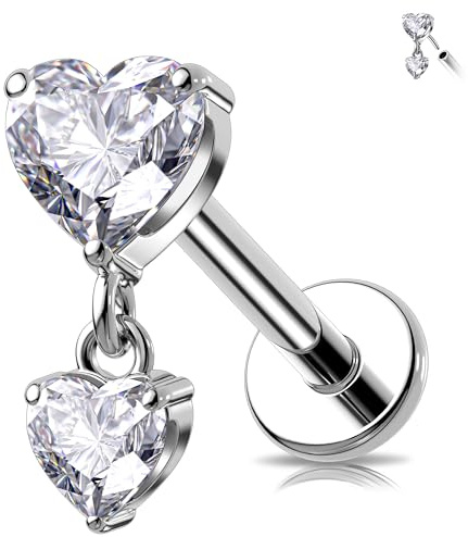 Melighting Threadless Push in Helix Earring CZ Flat Back Earring 16G Cartilage Piercing JewelleryTitanium Tragus Earring