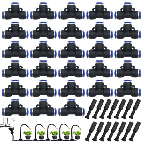 CESFONJER 42 Piece Pneumatic Accessory Set, Connector Kit Including T Type Quick Connector, Push Fit Choke Plug, Fits 8mm Pneumatic Tools