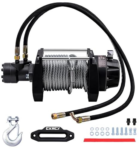 CXRCY Hydraulic Winch 1/2x78FT Steel Cable - BMR100 Motor, 36:1 Gear Ratio - Great for Wreckers, Trailers & Vehicle Recovery（20000LBS）