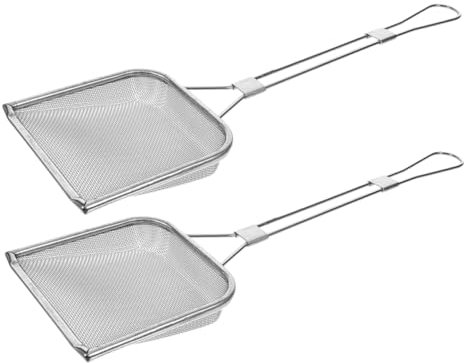 OFFSCH Schiumarola Quadrata Per Friggitrice A Maglie Colino Per Scolapasta in Acciaio Inossidabile Con Manico Scolare Olio E Grasso Per Cucina E Cibo Fritto