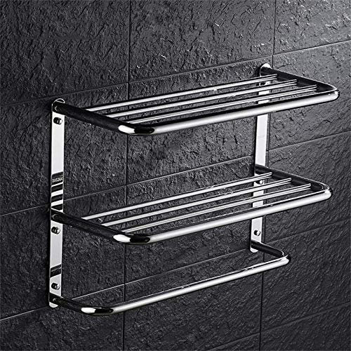 Badezimmer-Regal mit 3 Etagen, Chrom, Wandmontage, 67 cm, platzsparend, für Handtücher und wichtige Dinge, moderne Badezimmer-Dekoration