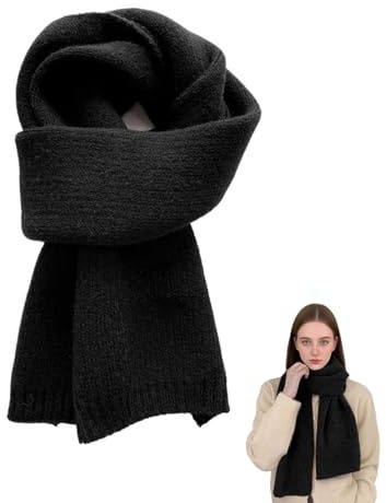 Kendwing Sciarpa Donna Invernale,Sciarpa nera Donna Invernale Elegante,Sciarpe da uomo Comodo e caldo 160 x 20 cm