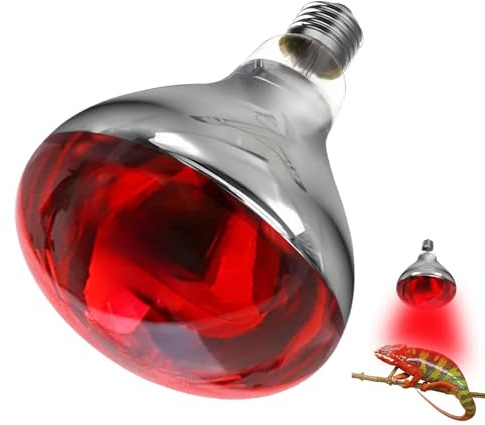 UQTUKO Reptile Ampoules Chauffantes, Lampe Chauffante Infrarouge Dimmable E27 250W Rouge ampoule chauffante Pour Reptiles & Amphibiens, Dragon Barbu, Lézard, Tortue