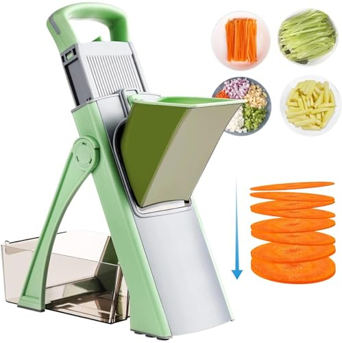 Upgrade Safe Mandoline Slicer, Vegetable Chopper Potato Slicer Adjustable Thickness Food Cutter, Veggie Salad Chopper Kitchen Chopping Artifact Christmas Gifts(Green)