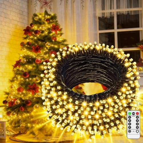 Yeeklab Guirlande Lumineuse Exterieure Noel 60m 600 LED avec Télécommande, 8 Mode éclairage, pour Intérieur/Extérieur Noël Décoration, sapin de Noël, Jardin, Fête, Mariage