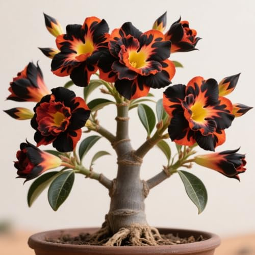 Rizomas rosa del desierto, Perenne tubérculos Adenium obesum, Plantación al aire libre, Macetas de interior y exterior-1 rizoma-a