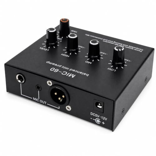 SENECESLI Préampli Micro, Microphone Dynamique et Condenseur Mic Booster Améliorer la qualité du Son, 48V Power XLR Préamplificateur de Micro pour Studio Live Streaming