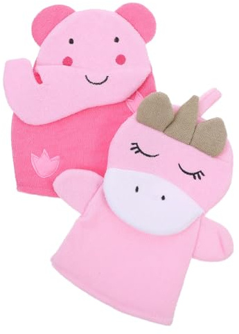 WOFASHPURET 2Pcs Exfoliating Body Scrubbing Mitt Lightweight Shower Gloves for Bath Reusable Skin Cleaning Supplies with Cute Elephant Unicorn Design