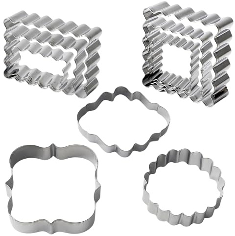 9 Stück Plätzchen Ausstecher Set für Backen und DIY, Wiederverwendbare Keksausstecher für Kekse Fondant und Kuchen, Robuste Plätzchenformen für Kreative Backideen, Gezackten Ausstechförmchen